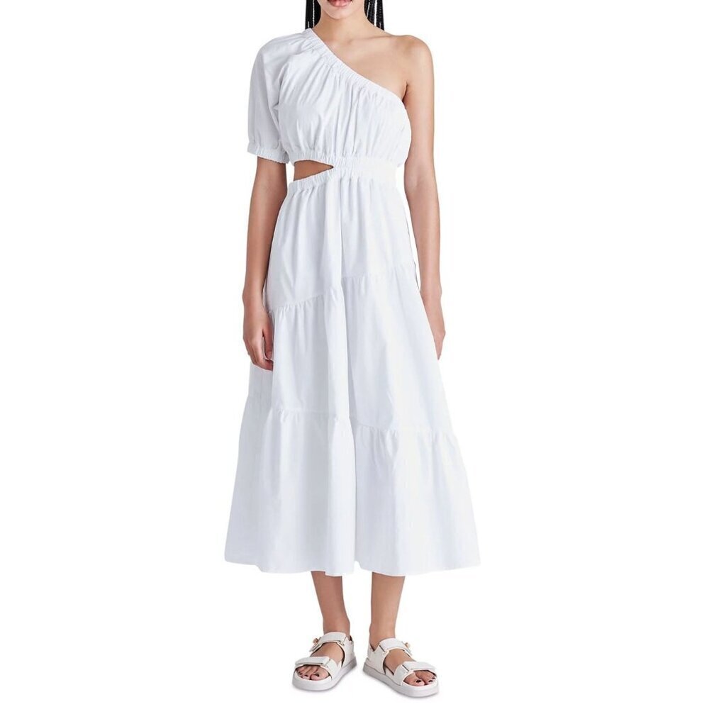 New Steve Madden Women's Size S Leena Cotton Poplin One-Shoulder Maxi Dress